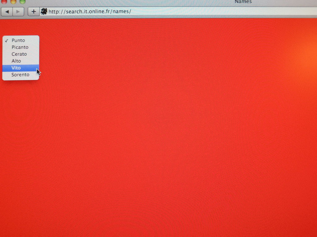 Claude Closky, ‘Names’, 2004, interactive web site, Javascrip (http://search.it.online.fr/names).